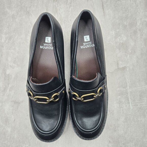 WM Platform Loafers 10 Black Faux Leather Y2K Retro Academia Preppy Chunky Shoes - Picture 2 of 12